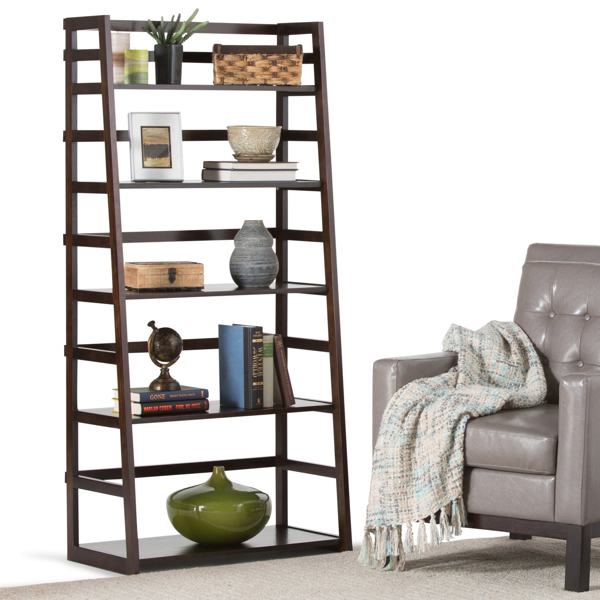 Acadian - Ladder Shelf Bookcase - Brunette Brown