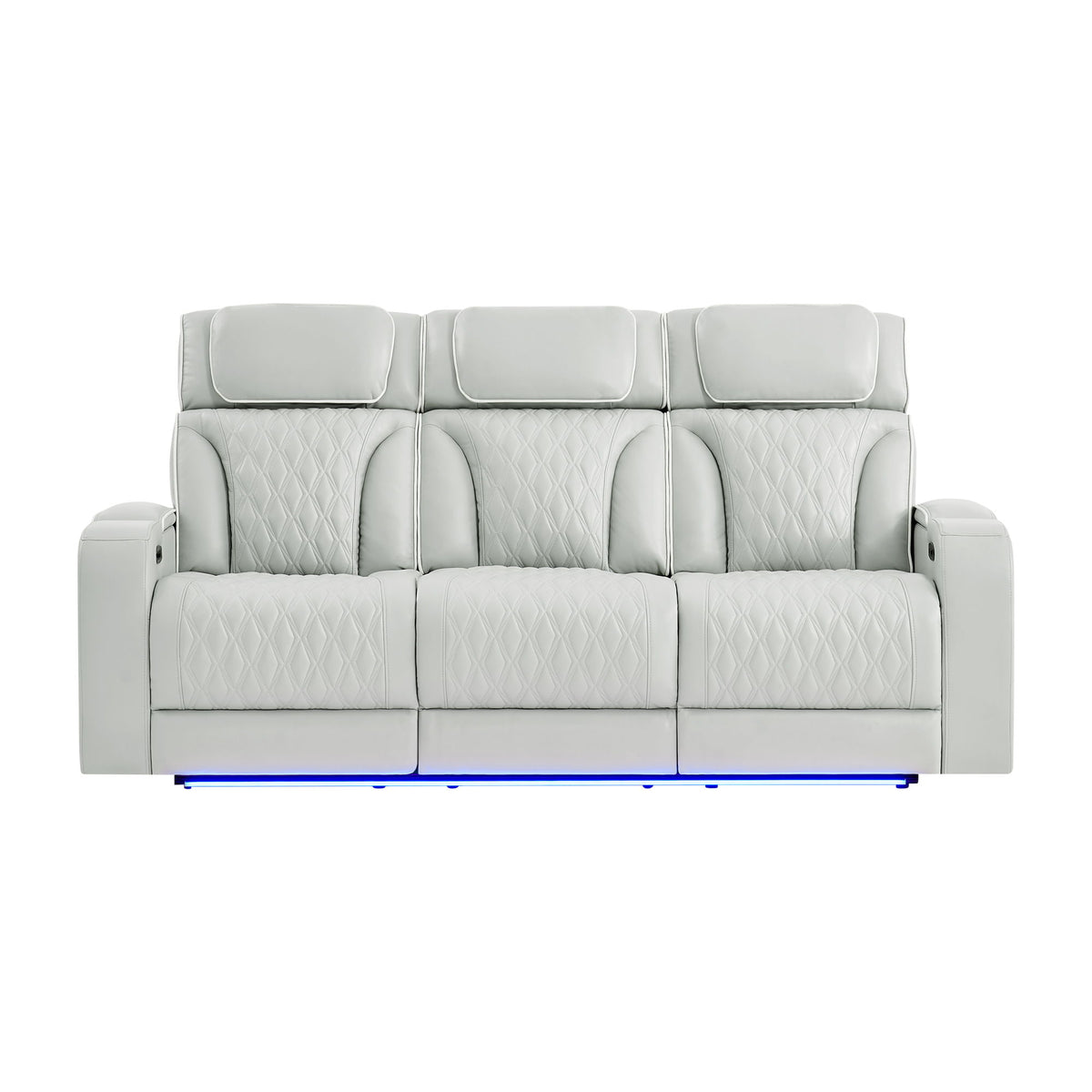 Julian - Power Reclining Sofa With Footrest And LED Lighting - Silver