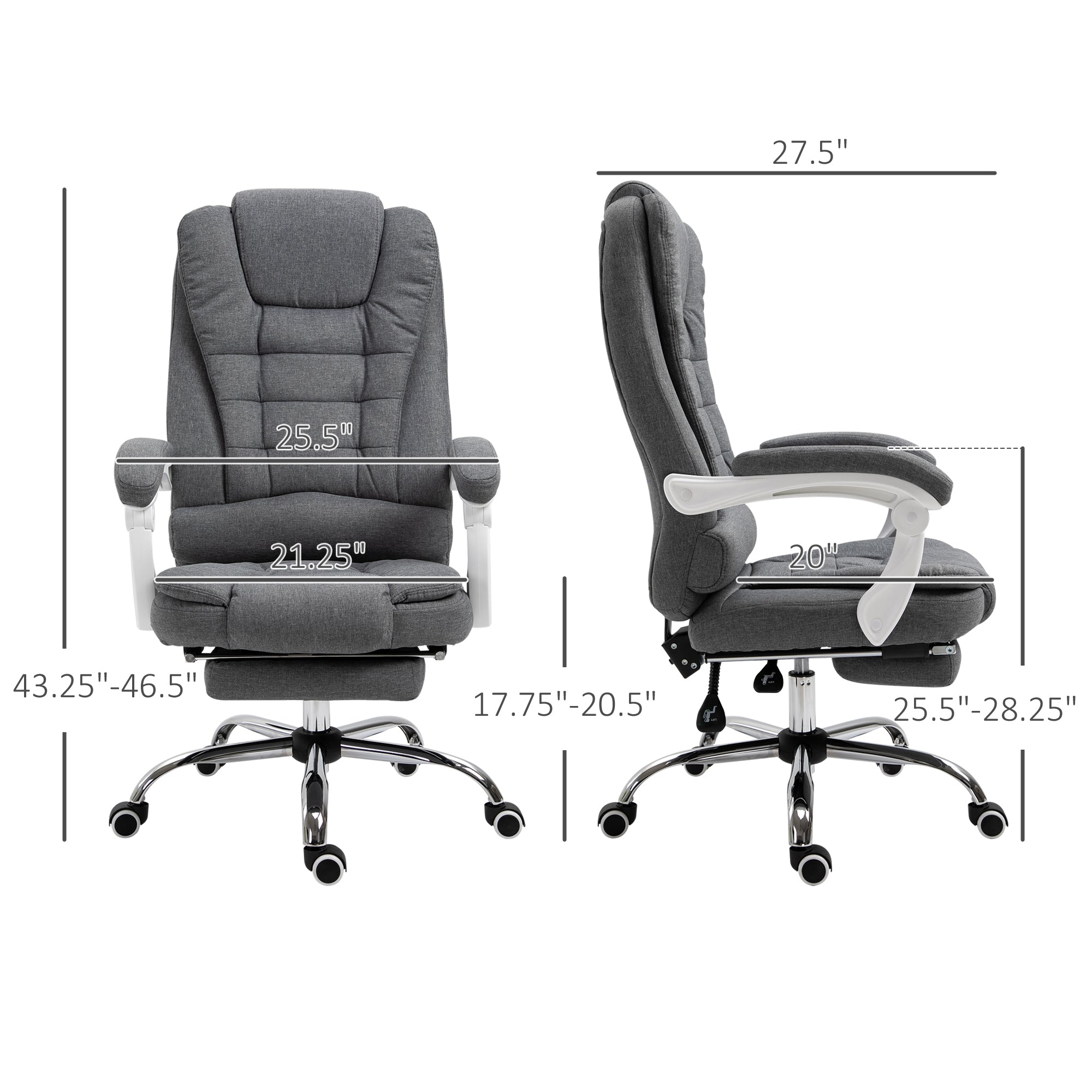 Vinsetto Executive Office Chair with Footrest, Linen-Fabric Computer Chair