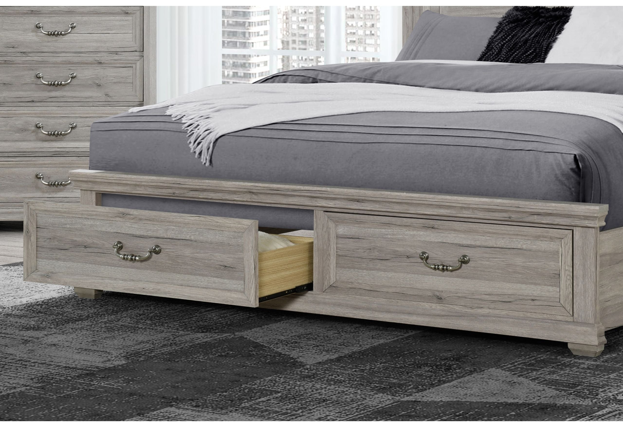 Tatum - King Bed With Storage - Natural