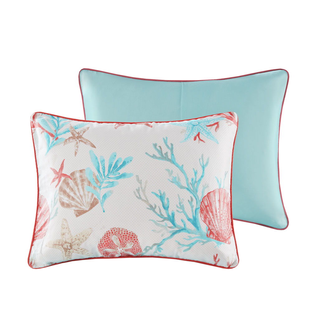 Pebble Beach - 6 Piece Duvet Cover Set - Coral