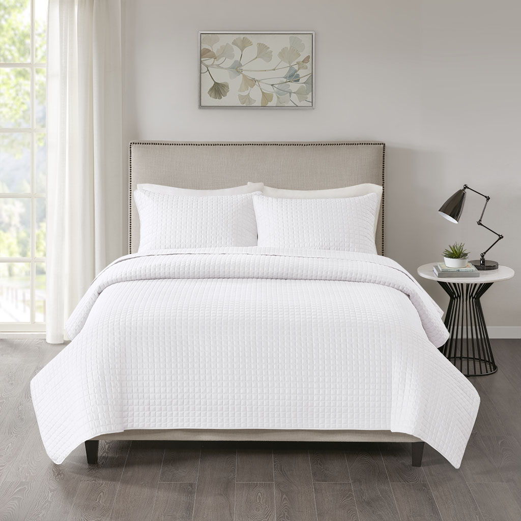 Otto - 3 Piece Reversible Coverlet Set - White