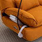 Smart Power Recliner Sofa USB Charger With Bluetooth Swivel Single Chair with Voice Control Gaming Sleeping working Hidden Arm Storage (Orange)