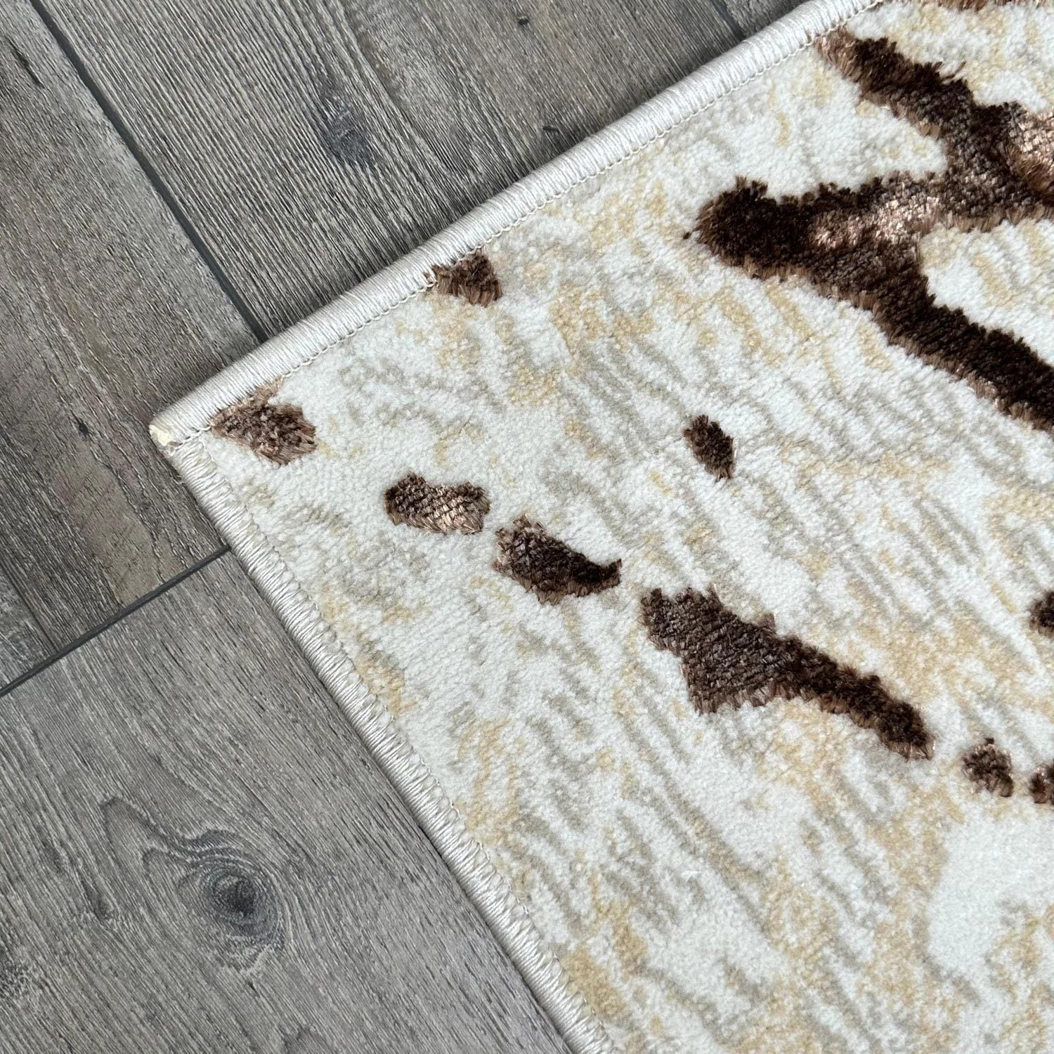 Shifra Luxury Area Rug in Beige and Gray with Bronze Abstract Design