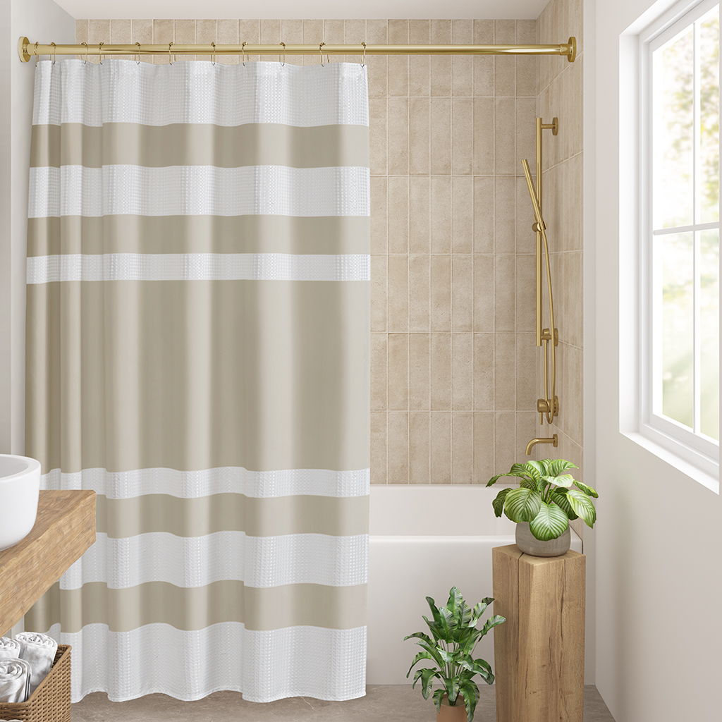 Spa Waffle - 72" Shower Curtain With 3M Treatment - Taupe