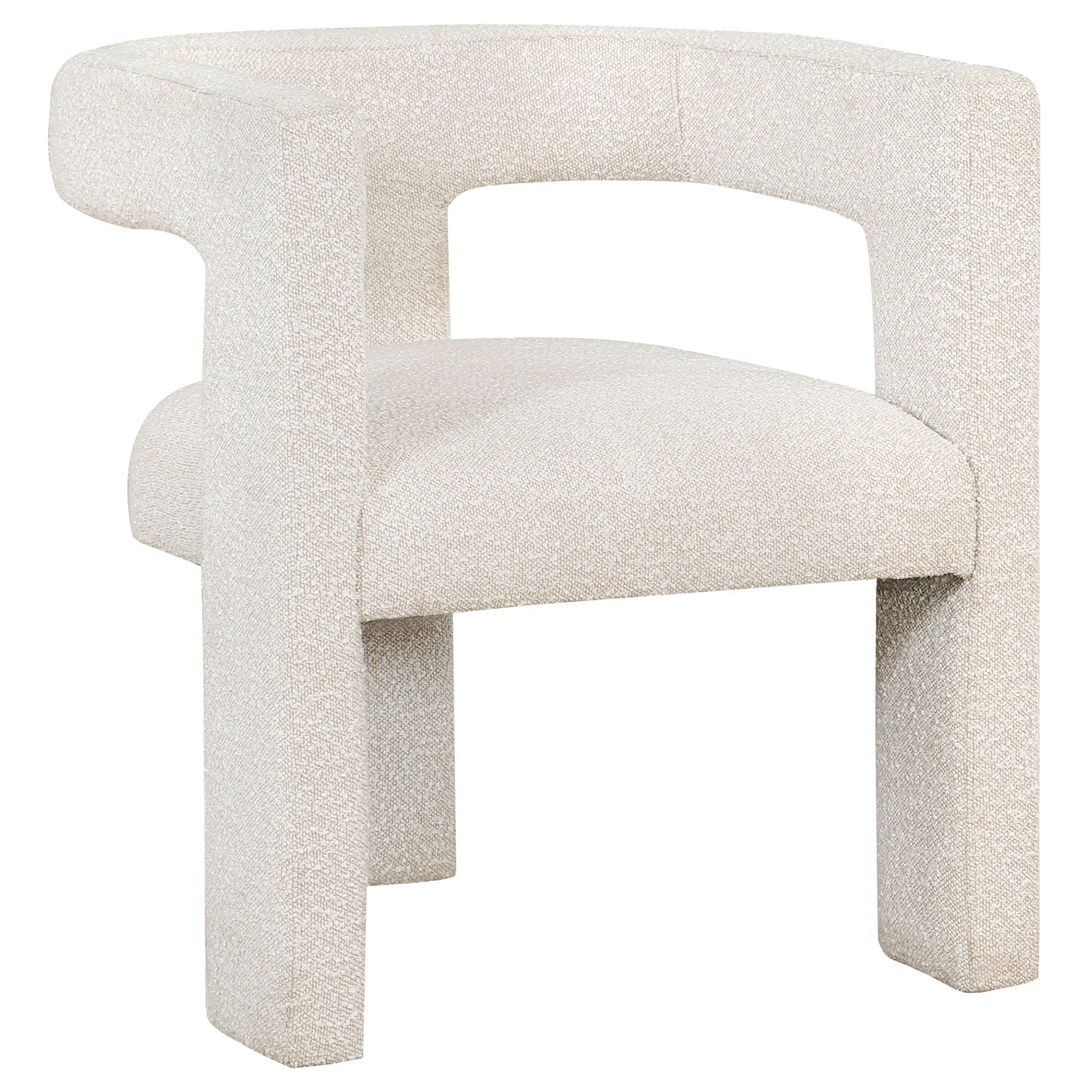 Verda - Upholstered Accent Side Chair In Soft With Rounded Open Back And 3 Leg Base - White