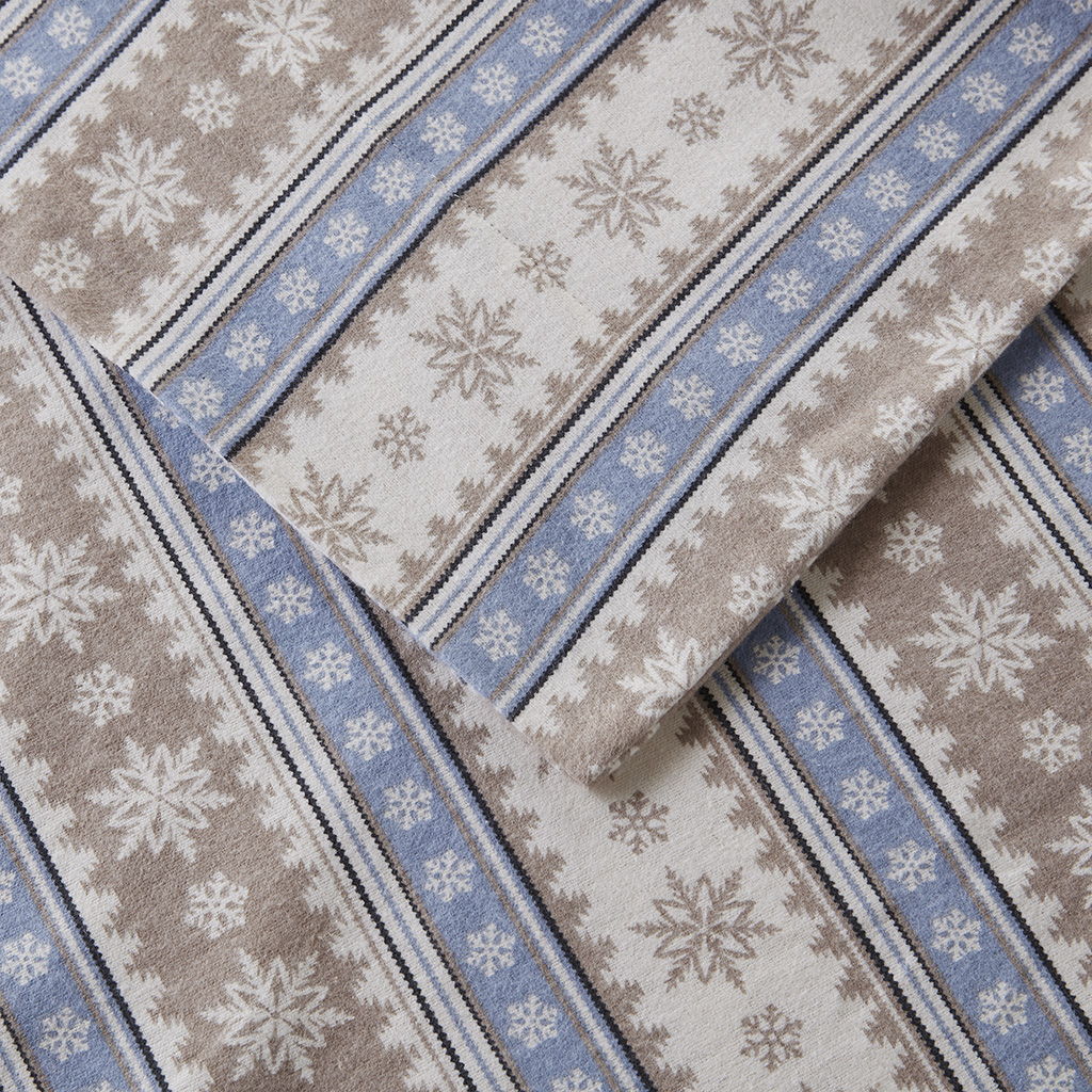 Flannel - 3 Piece Twin Sheet Set - Blue Snowflake