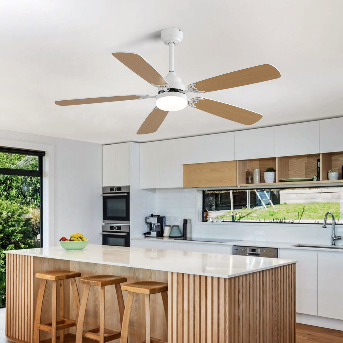 52" Ceiling Fan With LED Light, 6 Speed Remote Control, Reversible DC Motor
