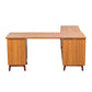 66.5" Modern L-shaped Executive Desk with delicate tempered glass Cabinet Storage,Large Office Desk with Drawers,Business Furniture Desk Workstation for Home Office,Teak