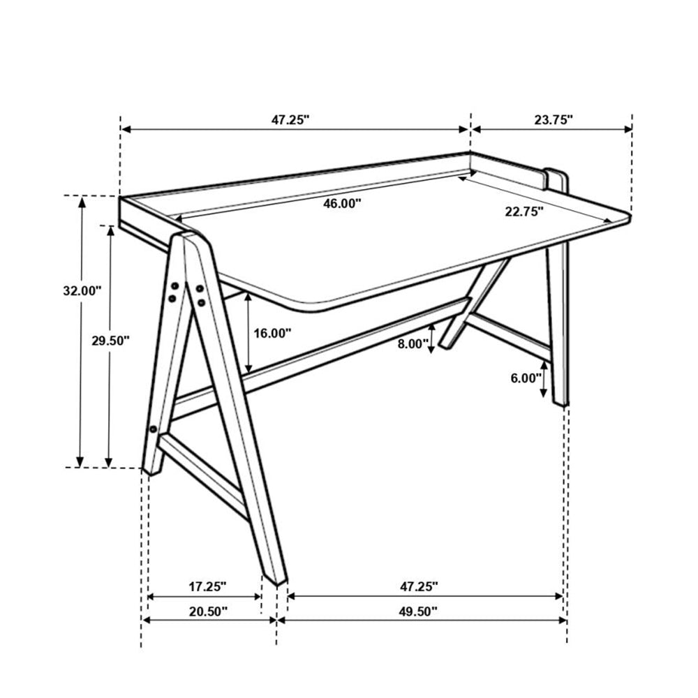 Writing Desk with USB Ports in Walnut and Black