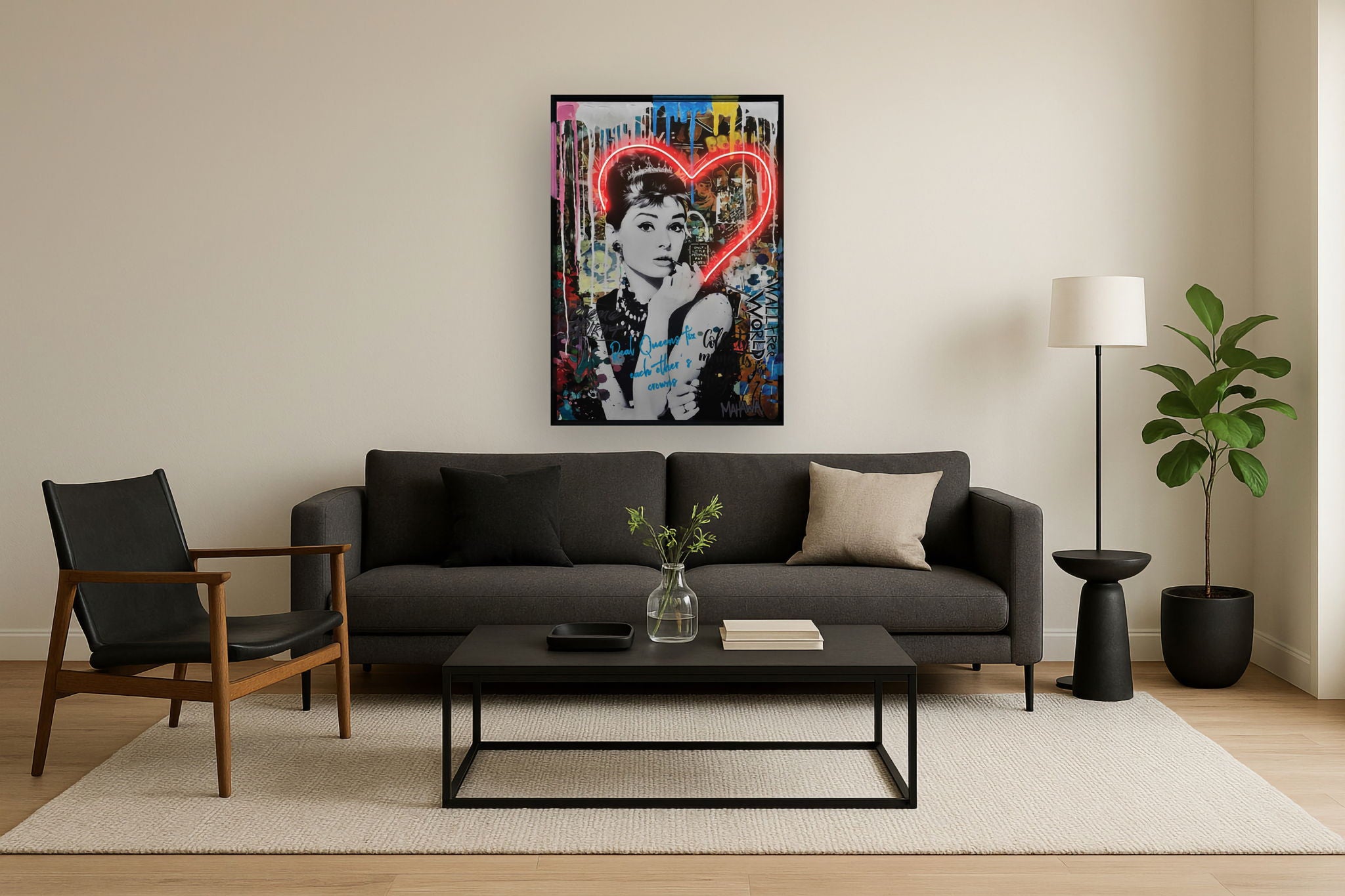 Radiant Muse Heart - 33" x 48" Framed Wall Art - Pink