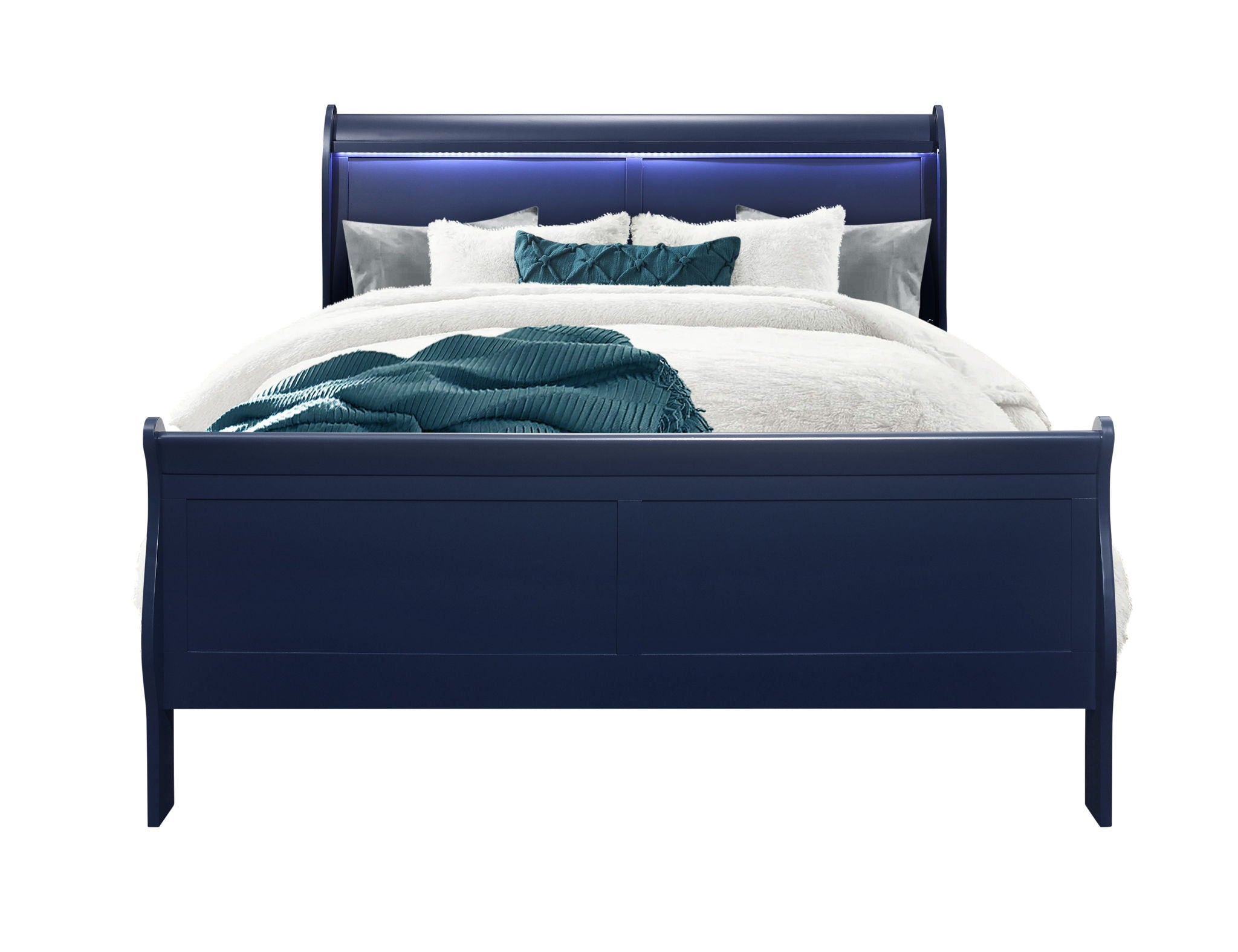 Charlie - Queen Bed With LED Side Rails - Blue