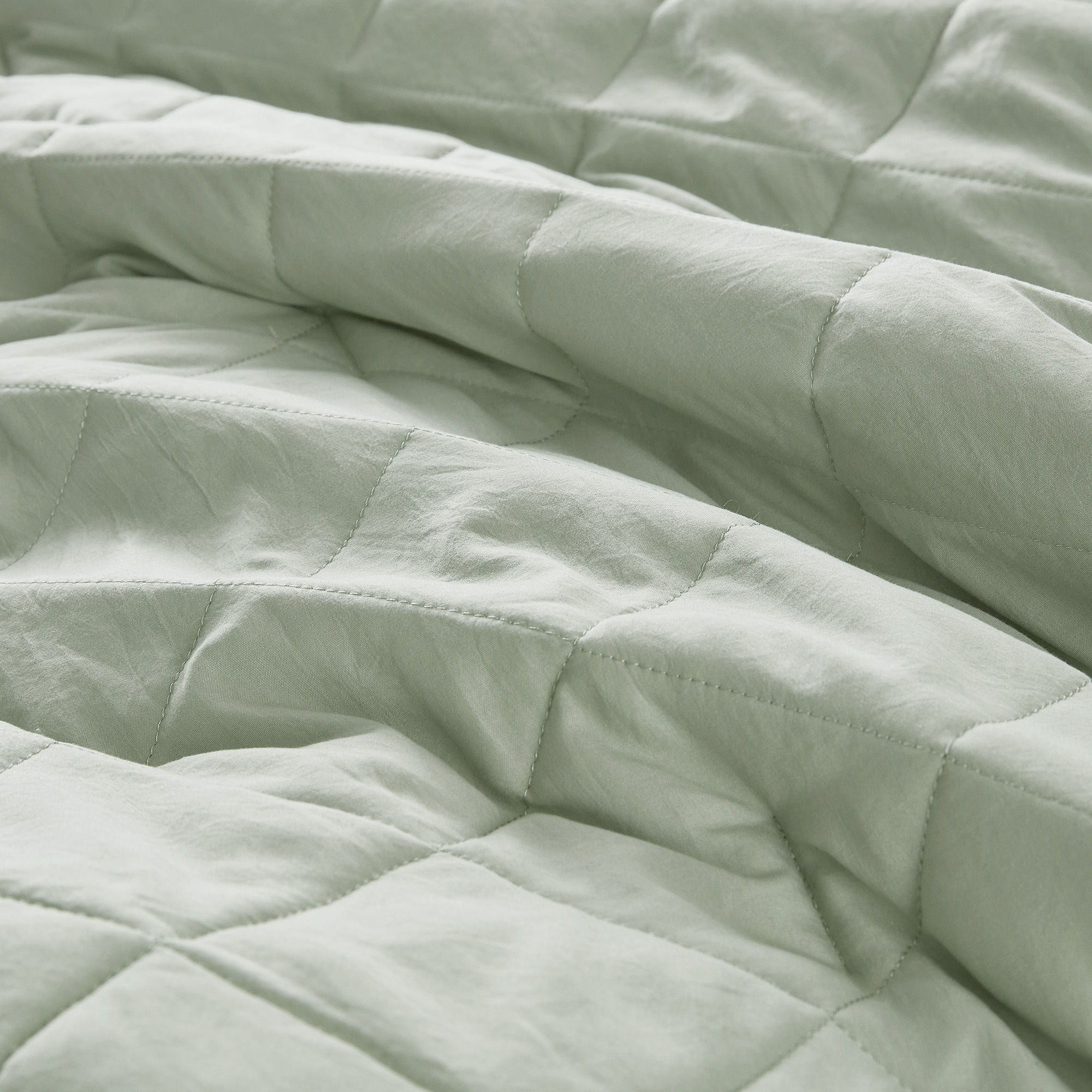 Phoebe - King/California King Diamond Quilted Ruffle Edge Comforter Set - Sage