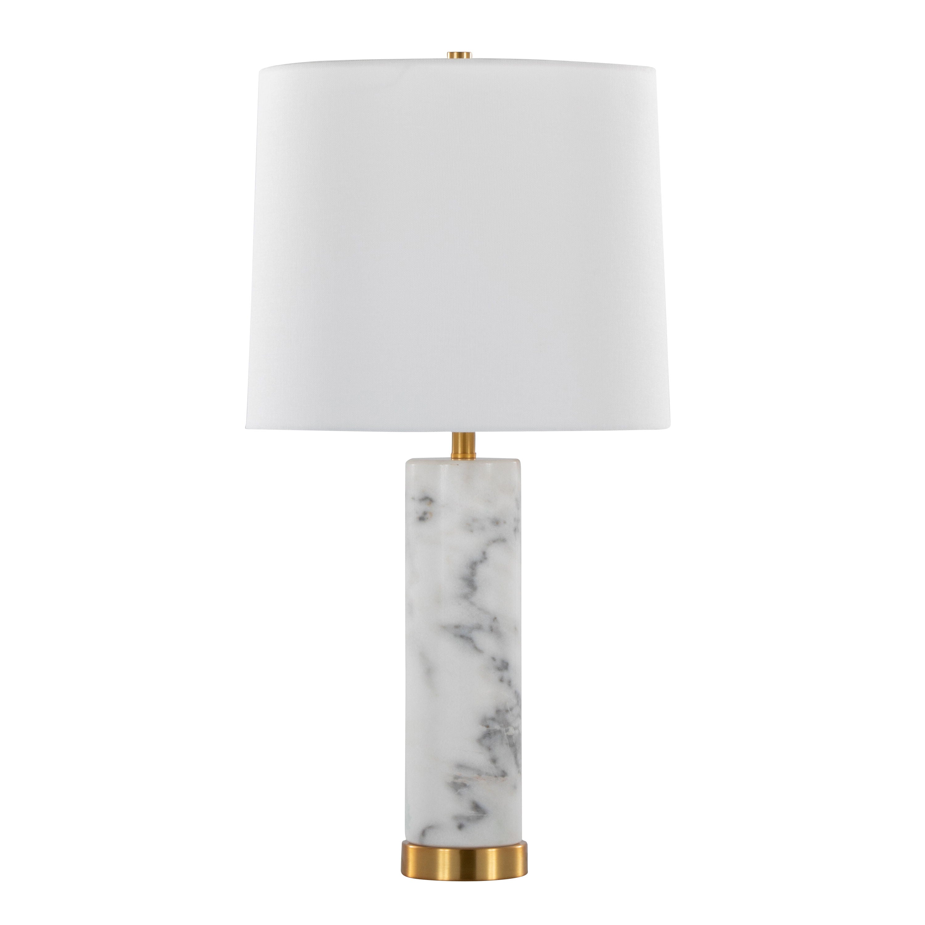 Marabella - Contemporary Marble Table Lamp (Set of 2) - Brass / White