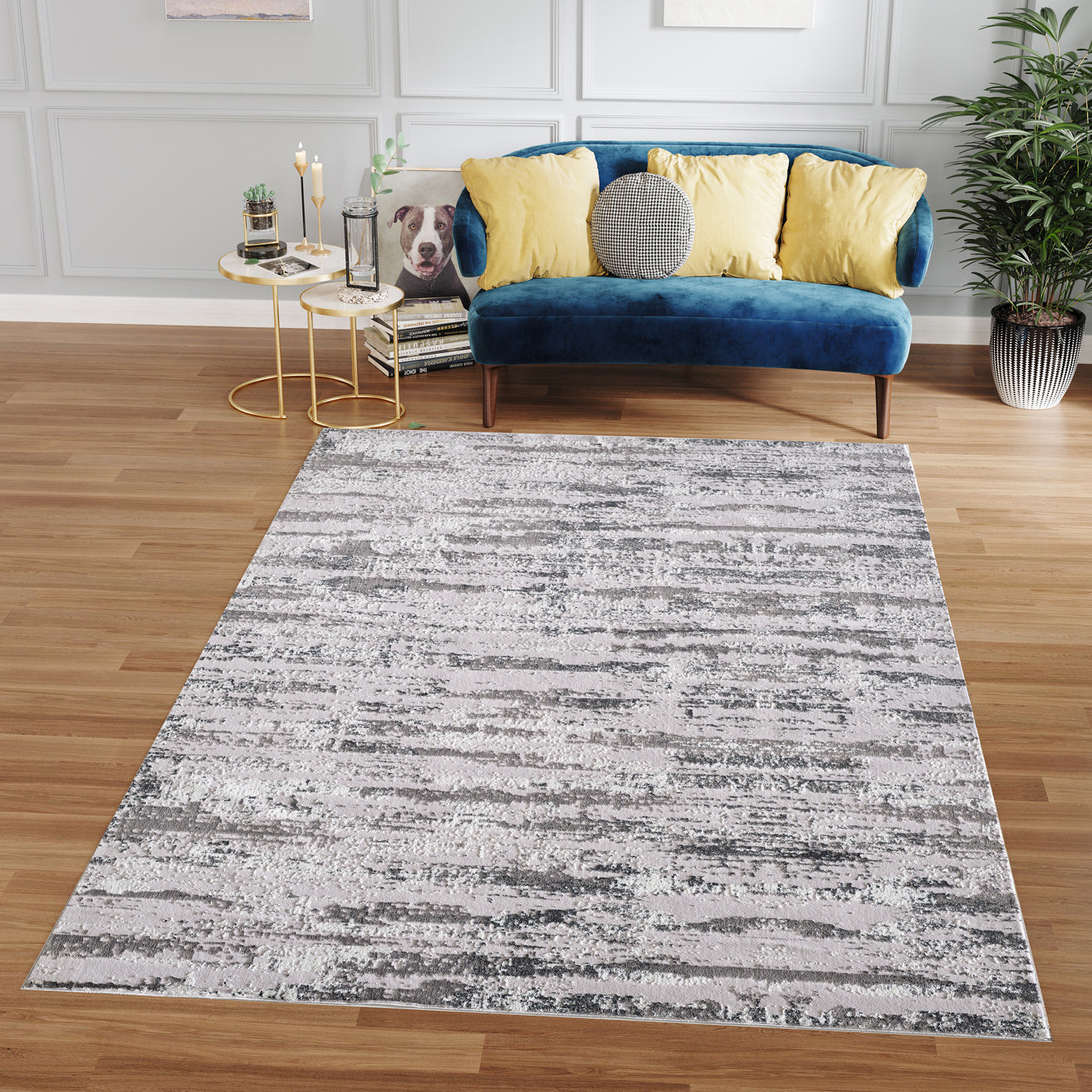 Milano Collection Manhattan Silver Woven Area Rug