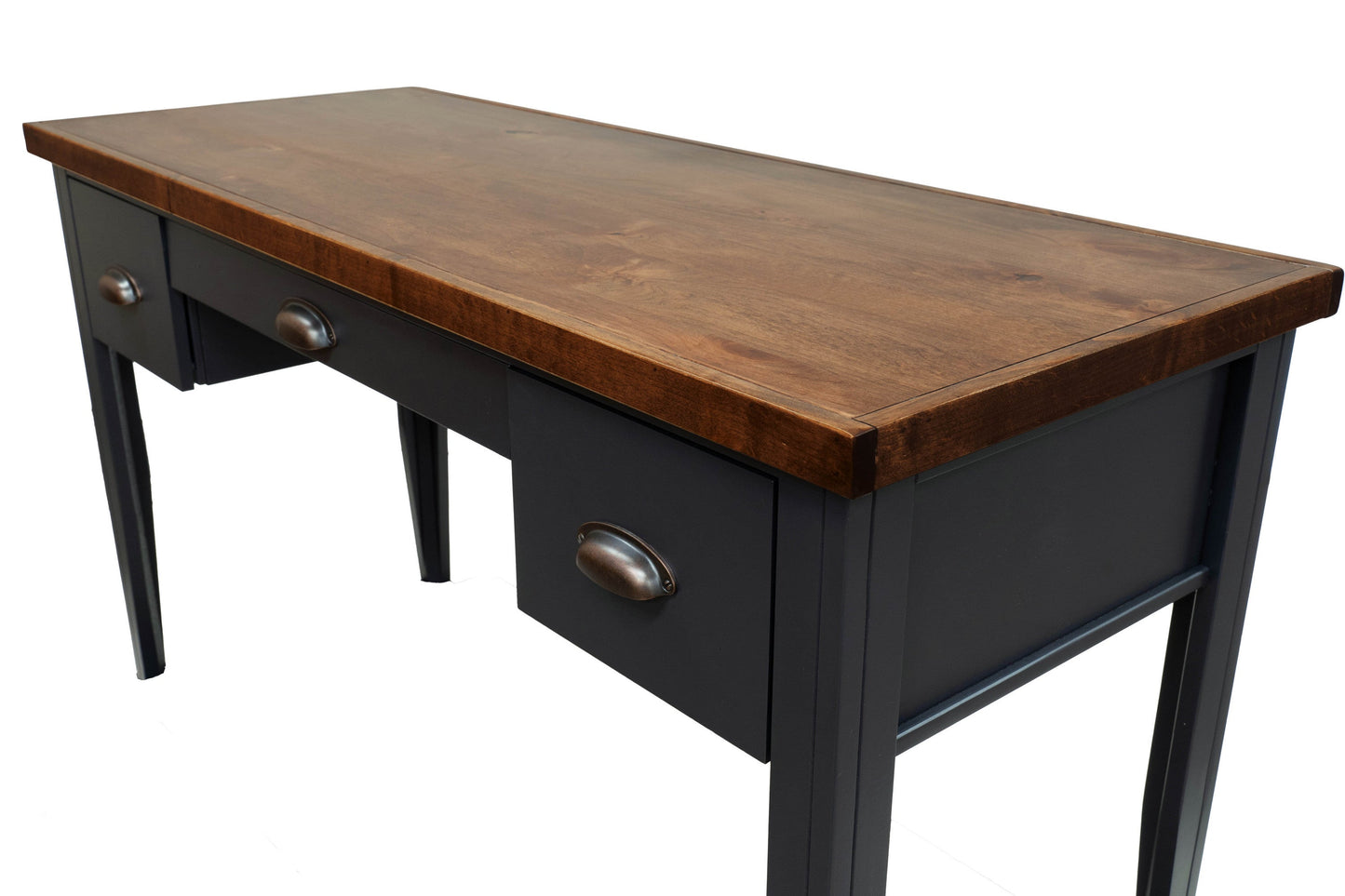 Bridgevine Home Essex 53 inch Writing Desk, No Assembly Required,  Black and Whiskey Finish