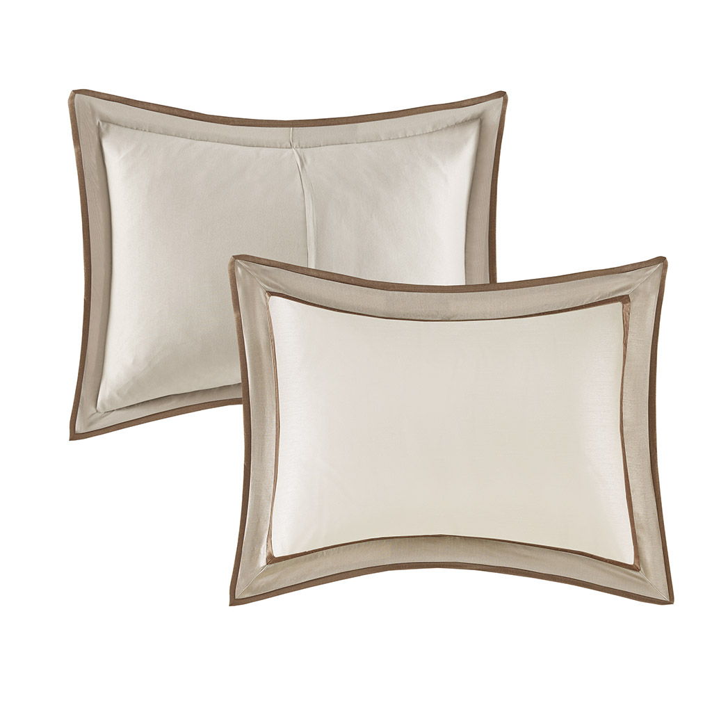 Genevieve - Queen Comforter (Set of 7) - Taupe / Brown
