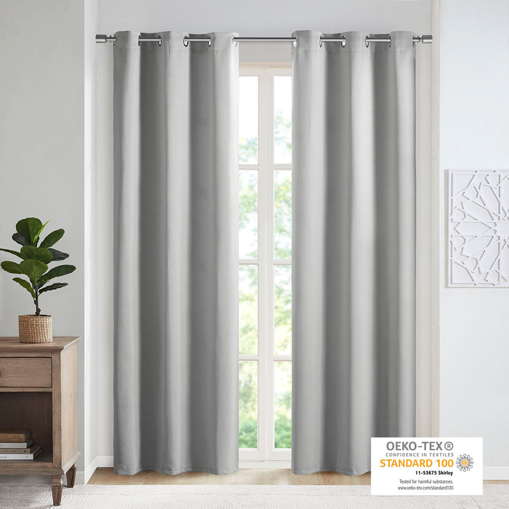 Solid Blackout Triple Weave Grommet Top Curtain Panel Pair