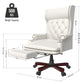 330LBS Executive Office Chair with Footstool, Ergonomic Design High Back Reclining Comfortable Desk Chair - White