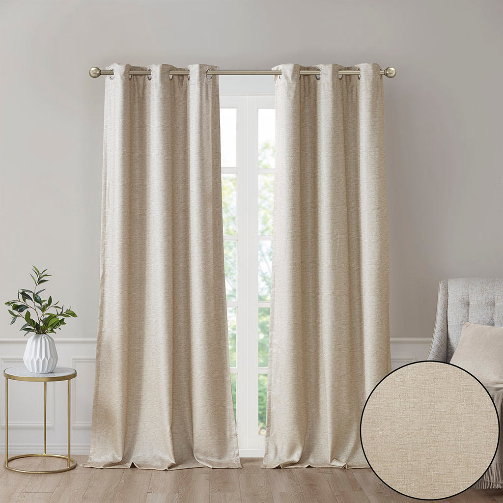 Tonal Printed Faux Silk Total Blackout Curtain Panel Pair