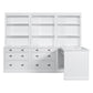83.4"Tall 2 Bookshelf & 1 Writting Desk Suite,Modern Bookcase Suite with LED Lighting, Drawers,Study Desk and Open Shelves,3-Piece Set Storage Bookshelf for Living Room,Home Office,Study room,White