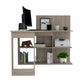 Masai Writing Computer Desk, Five Open Shelves -Light Gray