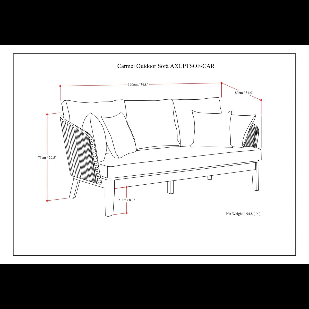 Carmel - Outdoor Sofa - Sand Drift