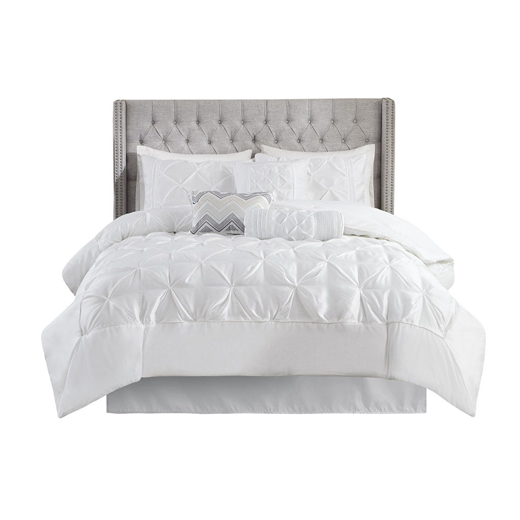 Laurel - Queen 7 Piece Tufted Comforter Set - White