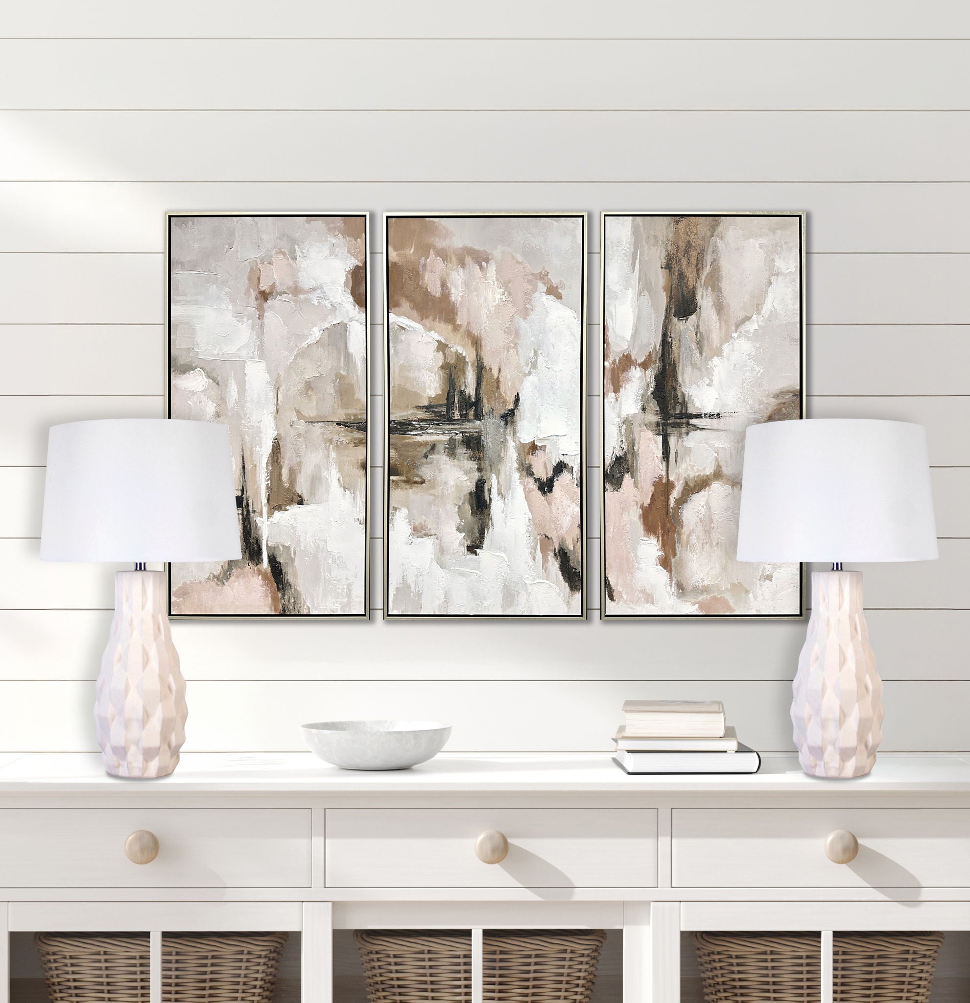 "Sculpted Elegance" Ceramic Table Lamp (Set of 2) - White Sand