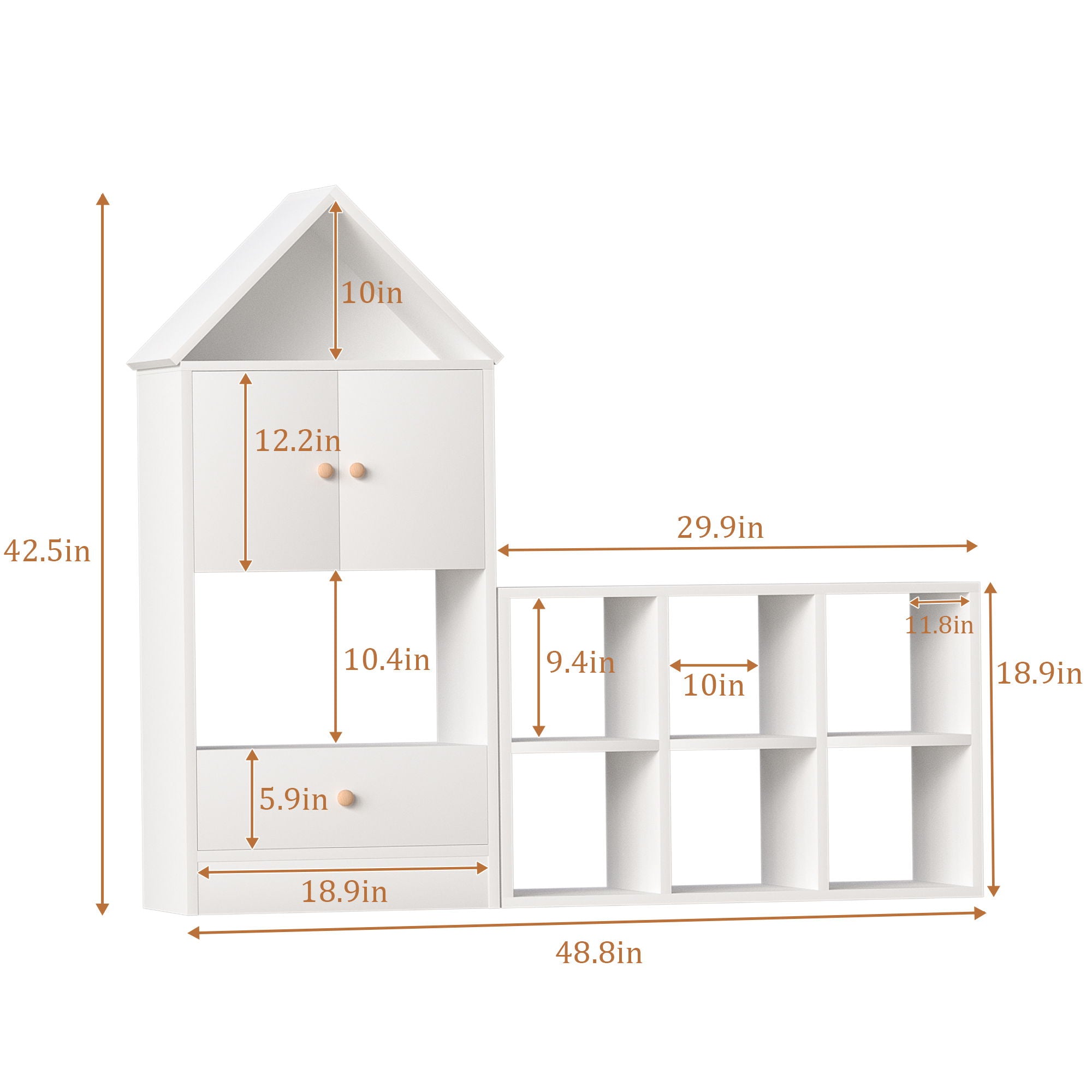 Versatile Children's Bookshelf With House Shaped Design, Multi Functional Storage