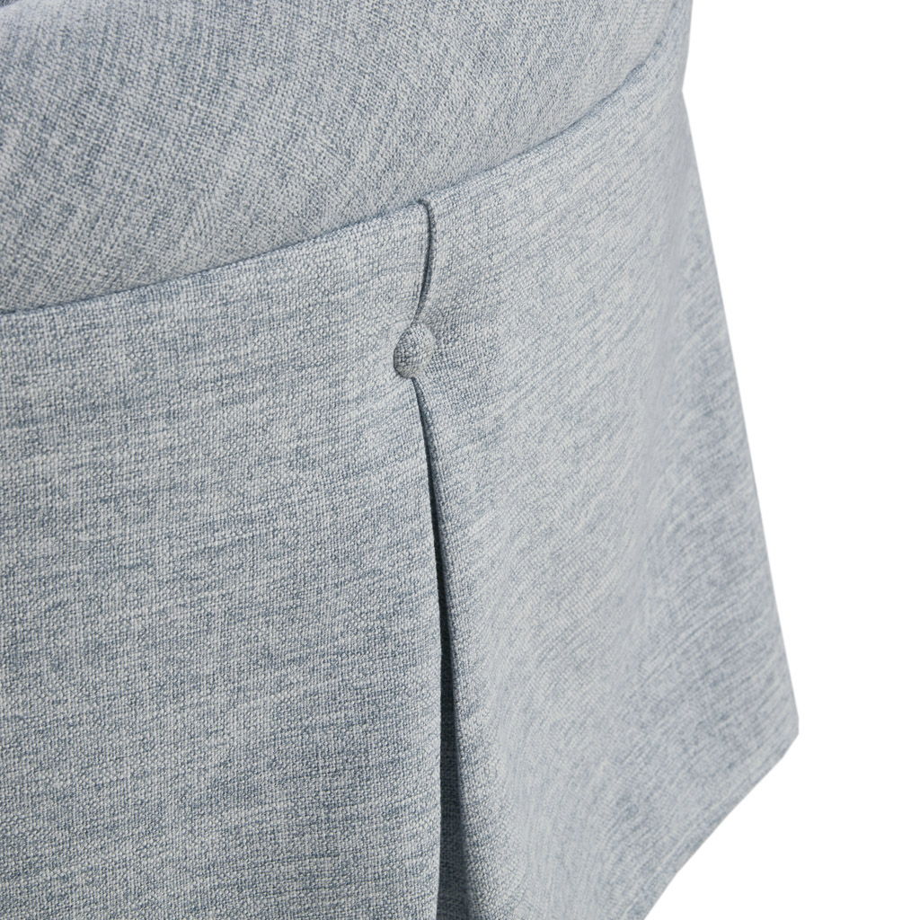 Terri - Skirted Tufted 32" Round Ottoman - Light Blue