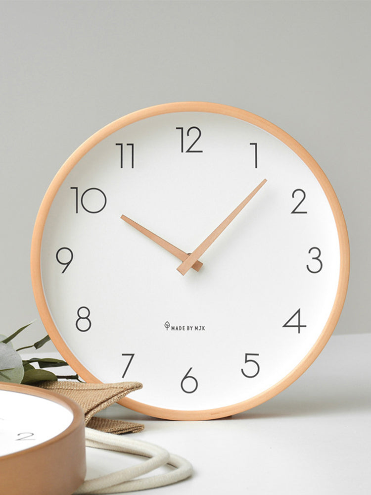 Nordic Wall Clock Household Living Room Log Modern Simple Wall Clock Silent Fashion Bedroom Japanese Solid Wood Clock