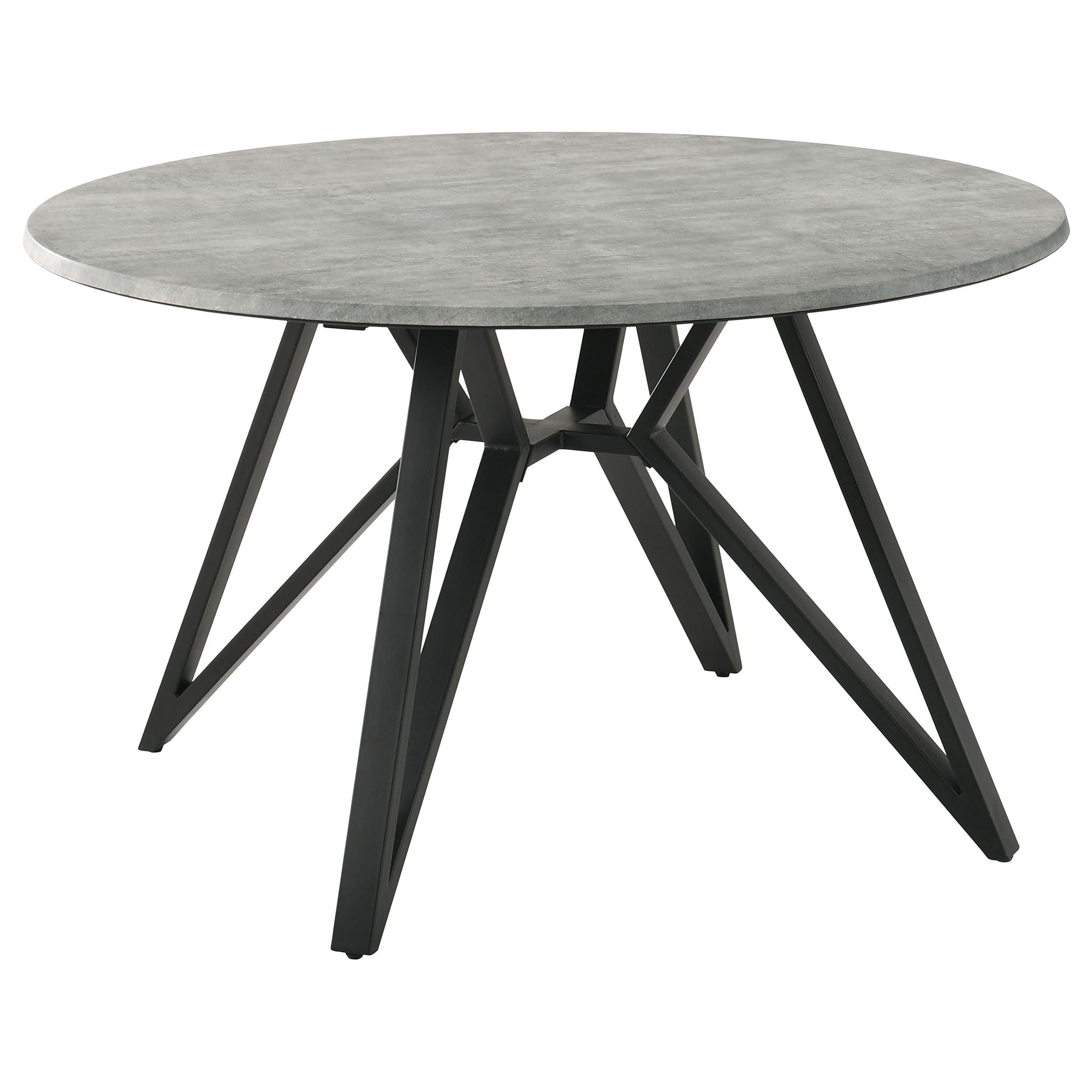 Vellux - 5 Piece Round Dining Table Set With Concrete Top Upholstered Chairs - Gunmetal