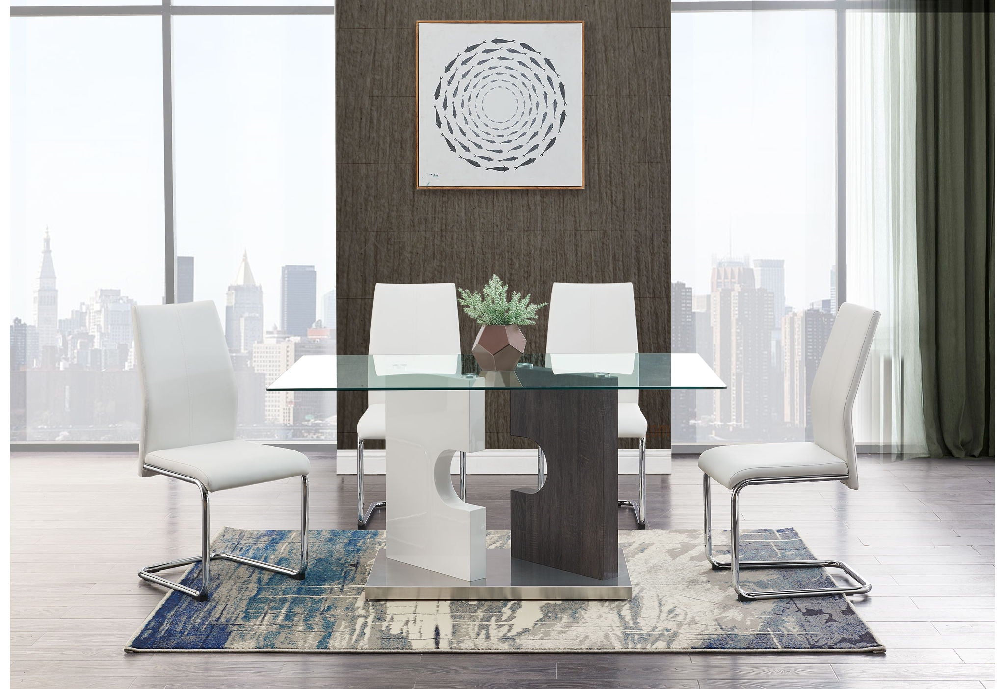 D219 - Dining Table Column - Dark Gray / White