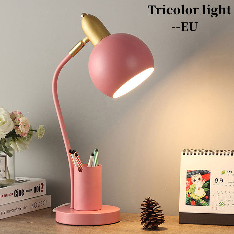 Nordic Plug-In Creative Pen Holder Desk Lamp Eye Protection Desk Student Dormitory Bedroom Ins Girl Bedside Lamp