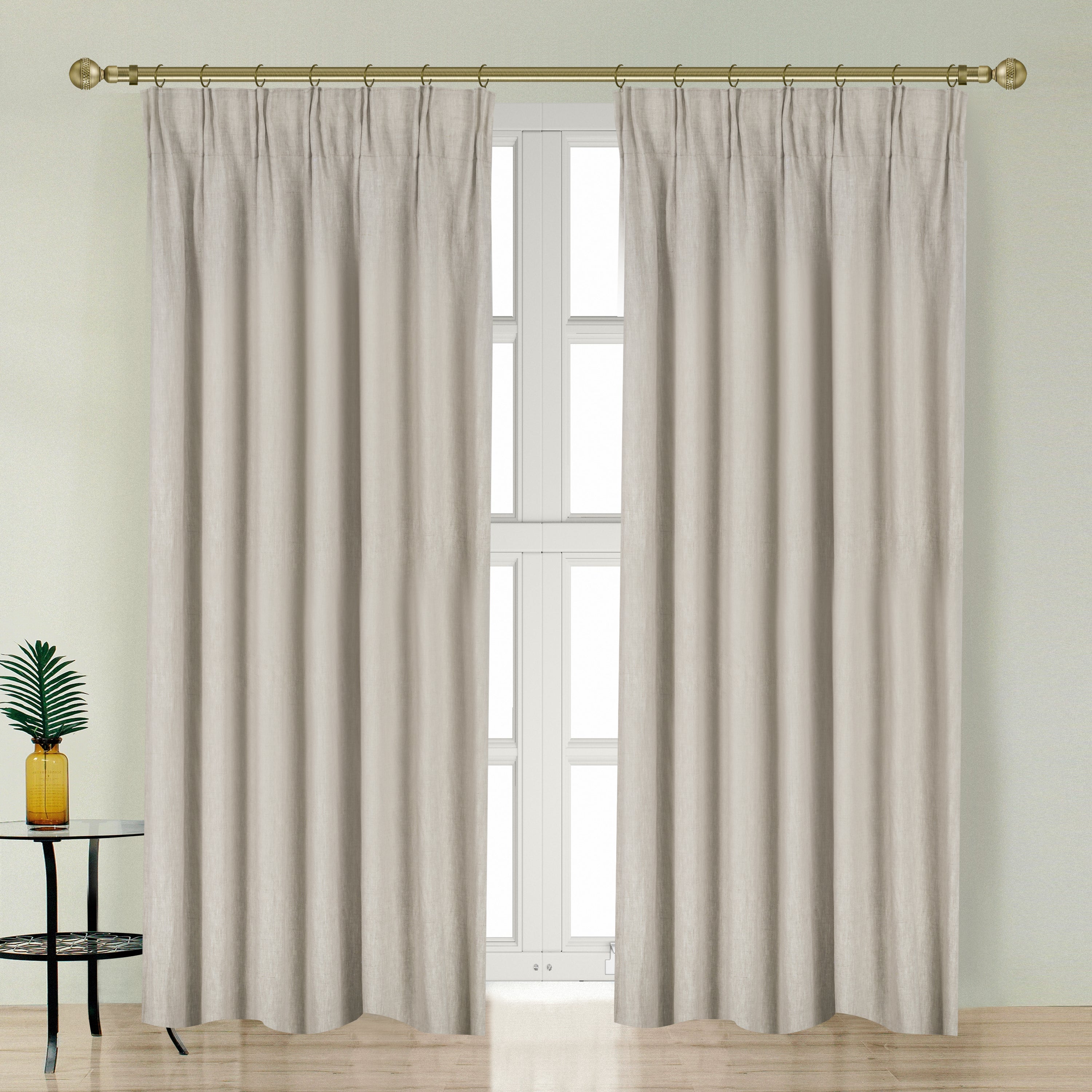 Newport Cotton Lining Window Curtains for Bedroom, Linen Curtains for Living Room, 84 Inches Long Curtains for Living Room, Greige