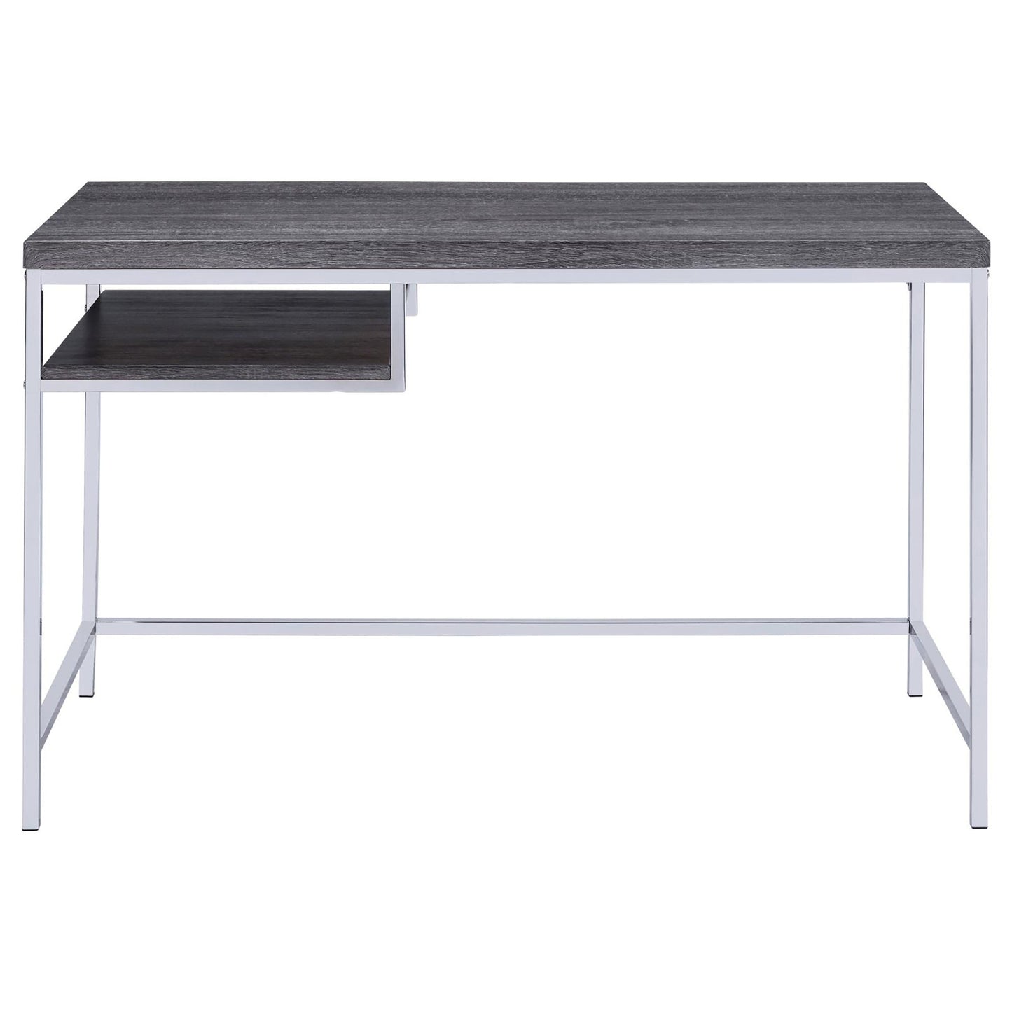 Weathered Grey and Chrome Rectangular Writing Desk