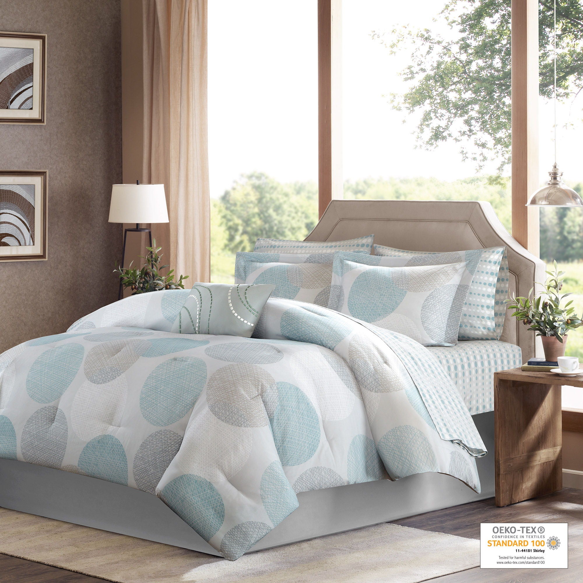 Knowles - California King Complete Comforter And Sheet Set - Aqua