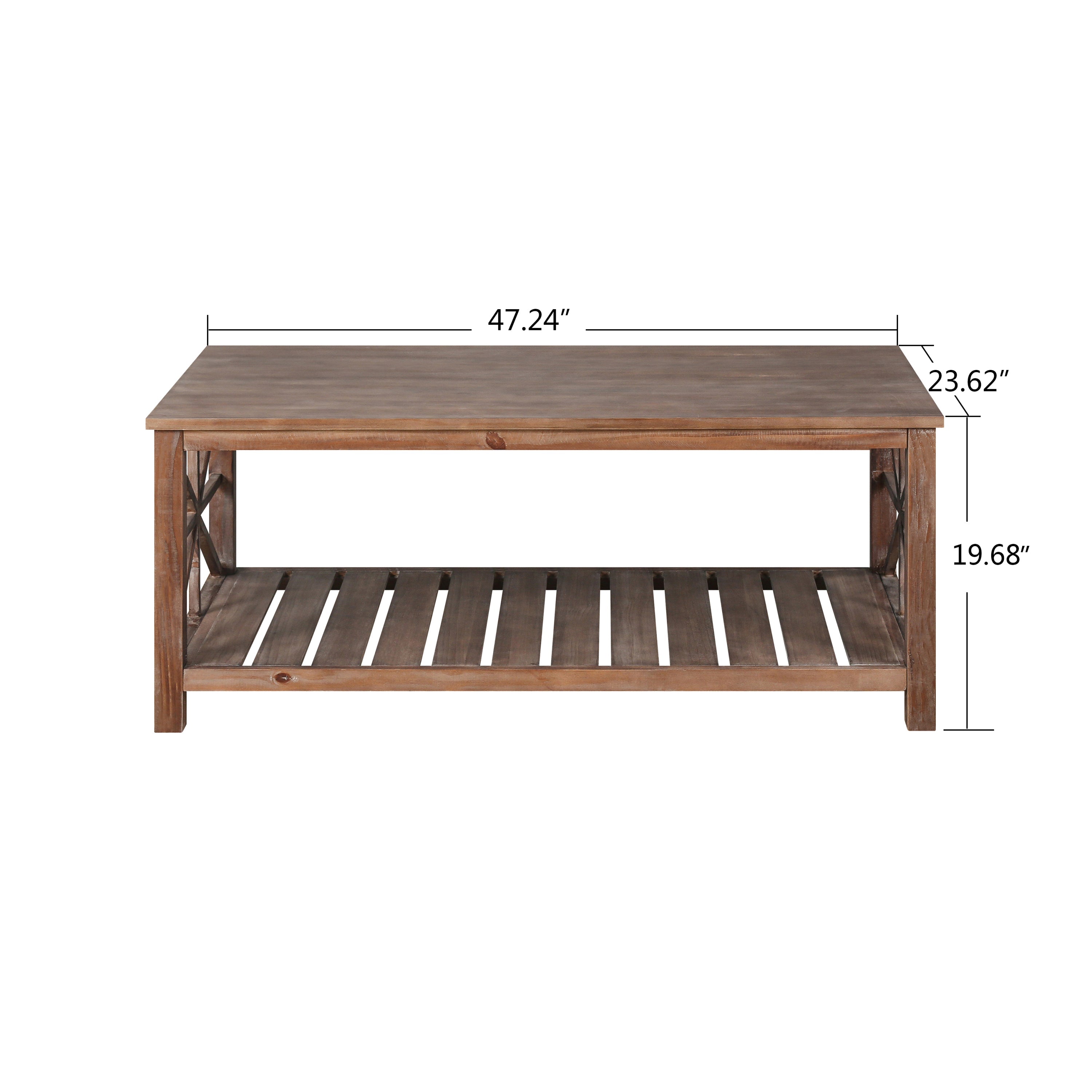 52''W  Handcrafted Coffee Table In Front Of The Sofa Or Loveseat For Living Room(Brwon)