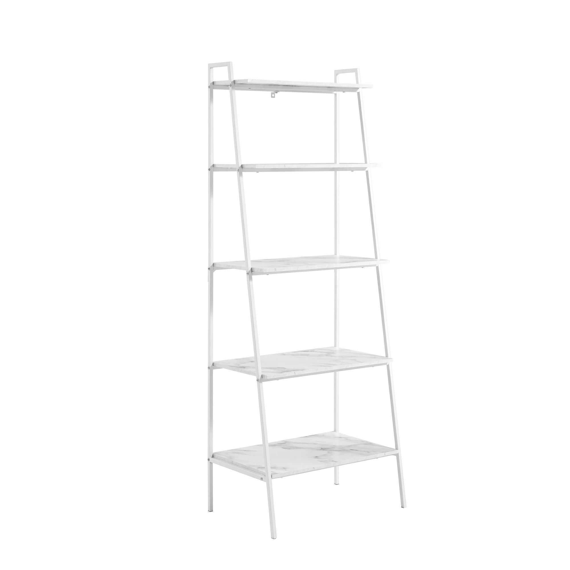 Modern Ladder Bookshelf - White / White