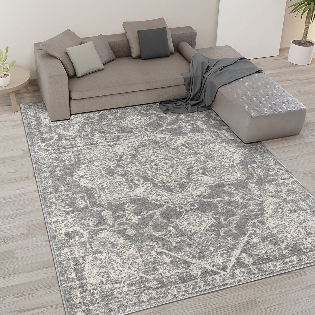 Distressed Medallion Woven Area Rug