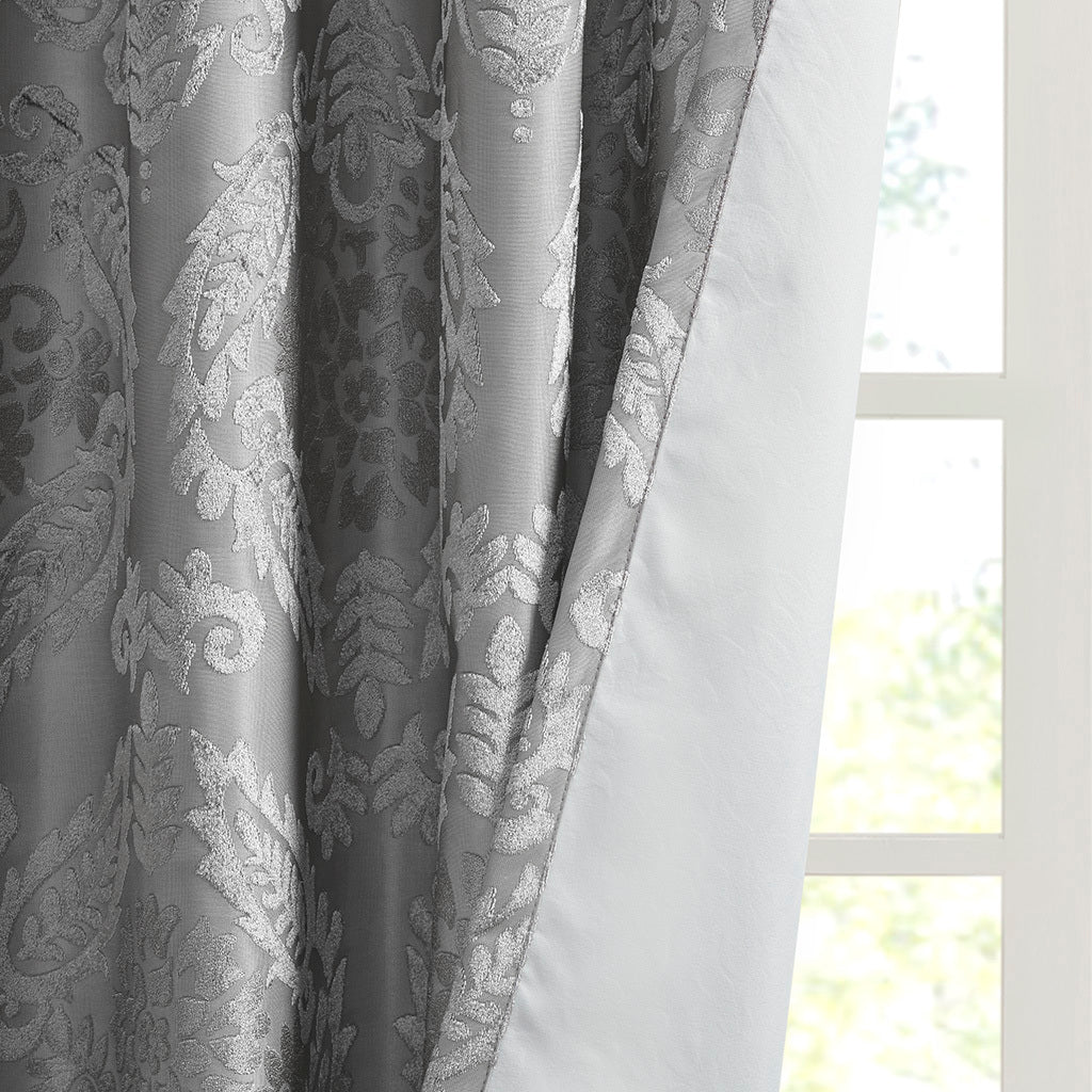 Knitted Jacquard Paisley Total Blackout Grommet Top Curtain Panel