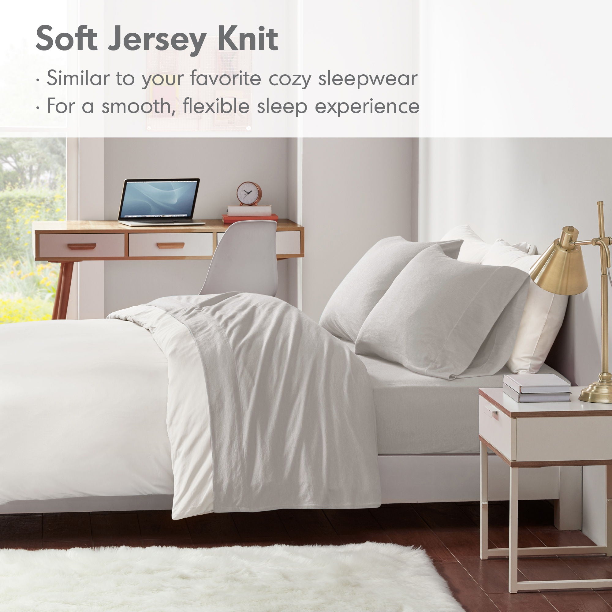 Blend Jersey Knit - 3 Piece Twin All Season Sheet Set - Gray