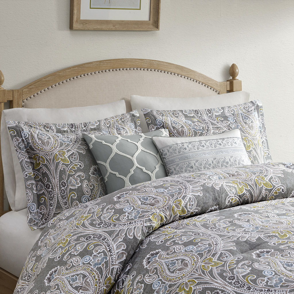 Hallie - California King 6 Piece Comforter Set - Gray