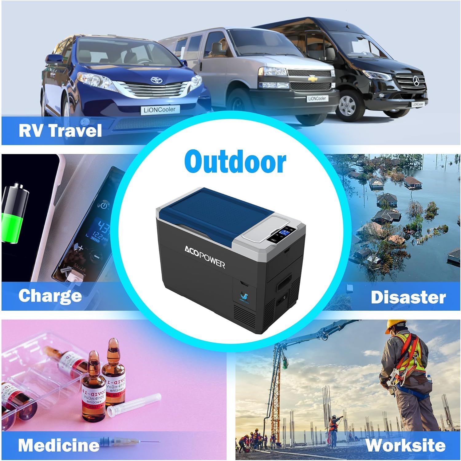 Portable Refrigerator, Car Freezer With App Control, 12V, 45W Low Noice Cooler For Rv, Boat