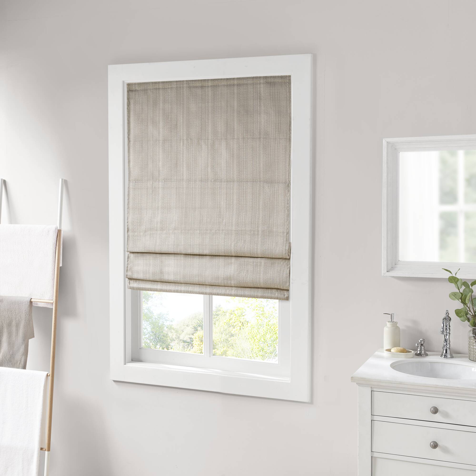 Galen - 35" Basketweave Room Darkening Cordless Roman Shade - Taupe