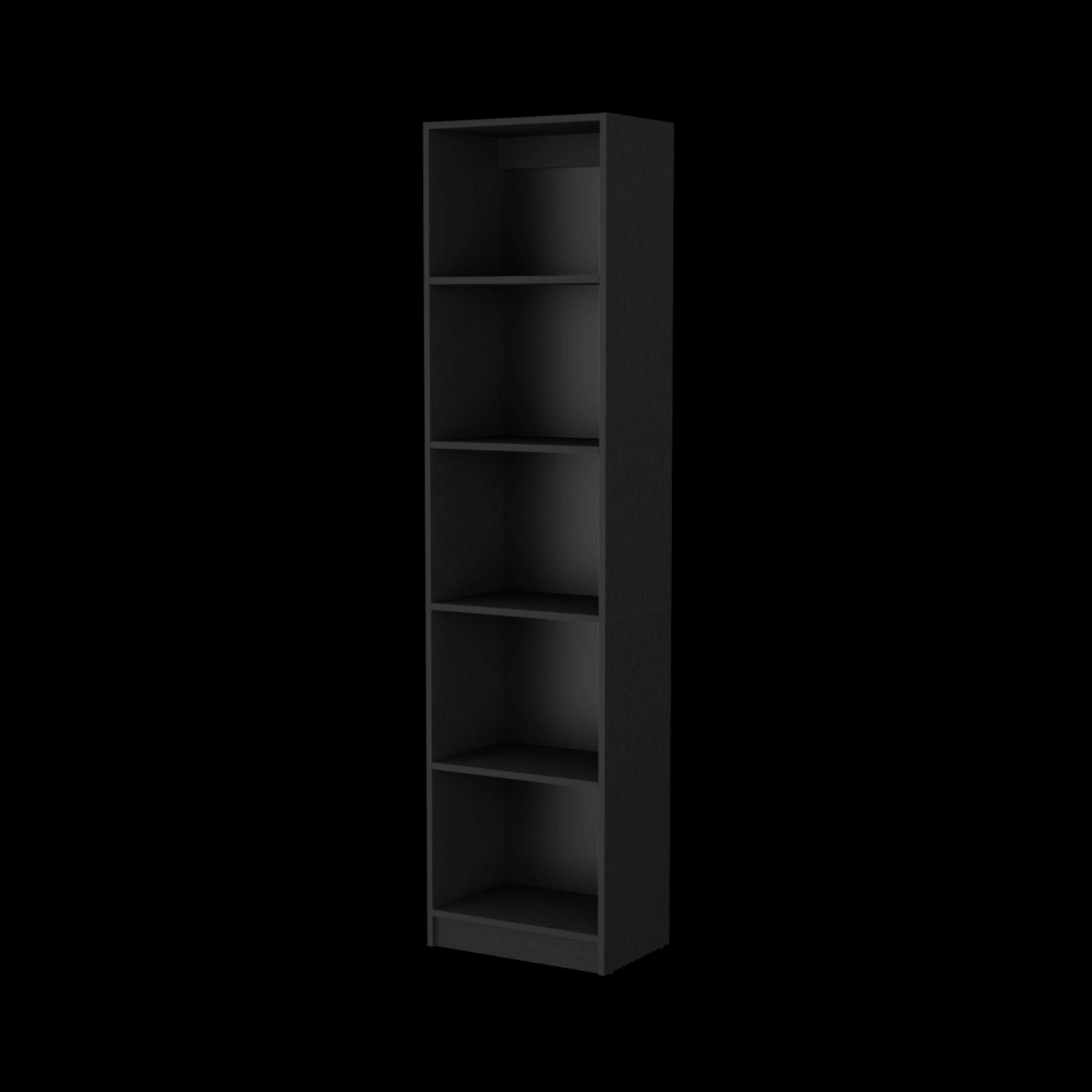 Zachary Black 5-Shelf Slim Bookcase