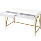 ACME Lightmane Vanity Desk  in White High Gloss & Gold Finish AC00900