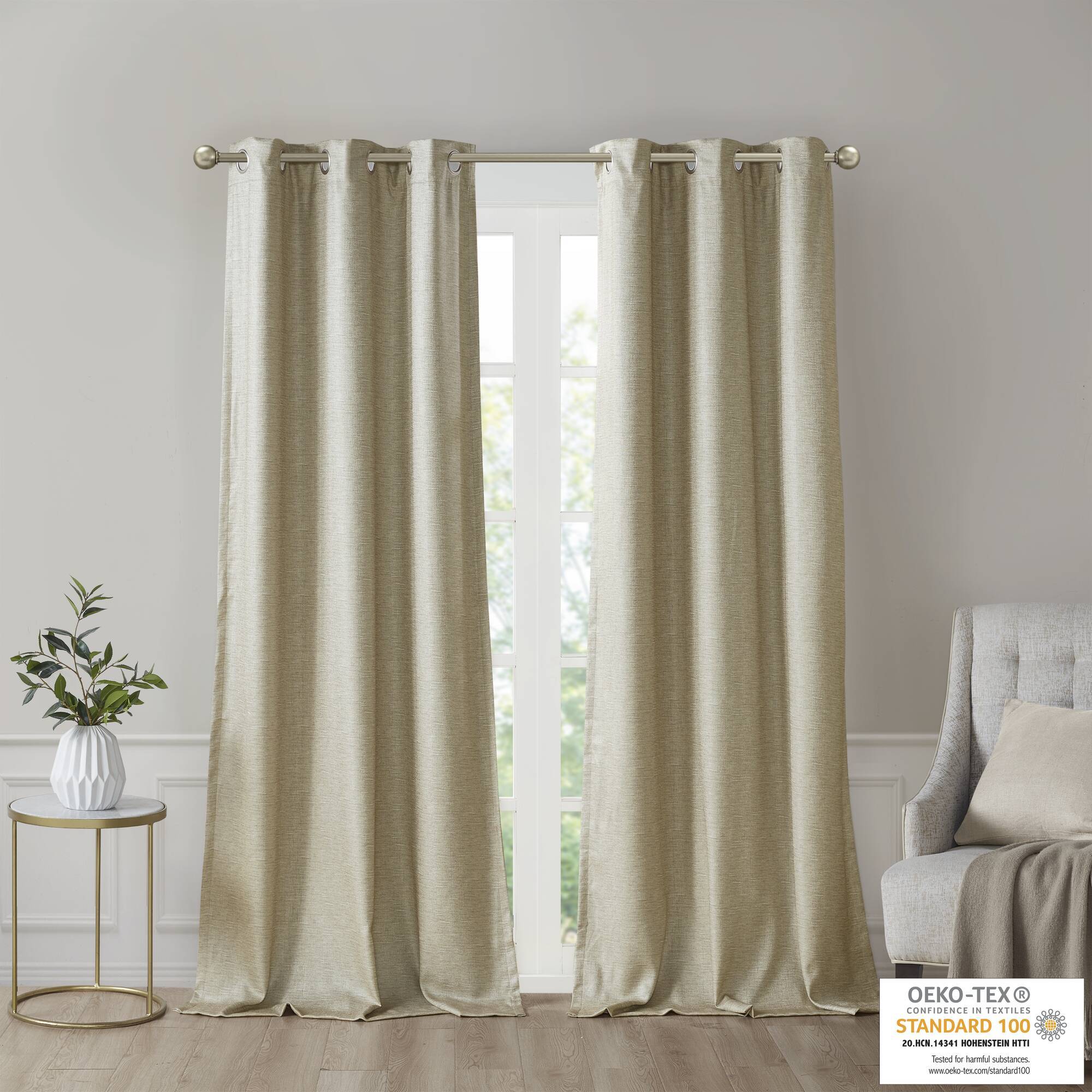 Como - Tonal Printed Total Blackout Window Panel Pair - Taupe