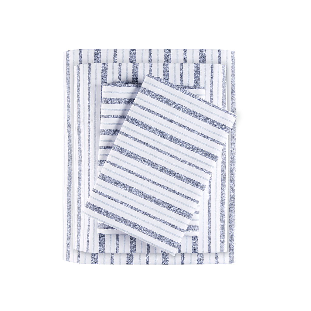 200 Thread Count Printed Cotton - Full Sheet Set - Blue Stripe